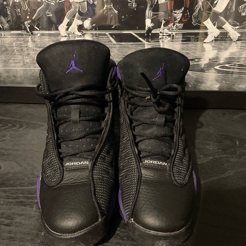Jordan Black and Purple Athletic Shoes